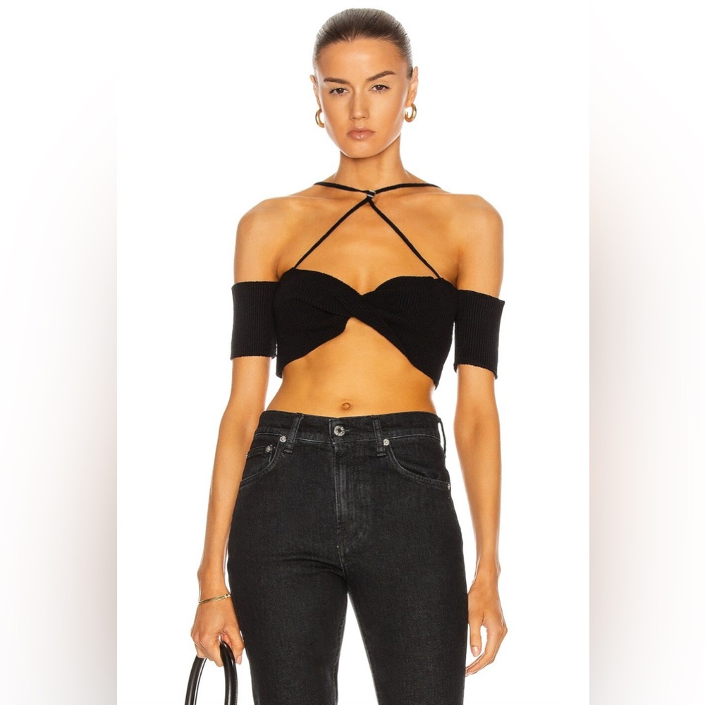 Jacquemus Le Haut Soleil Black Strappy Crop Top Size 12 NWT! $325